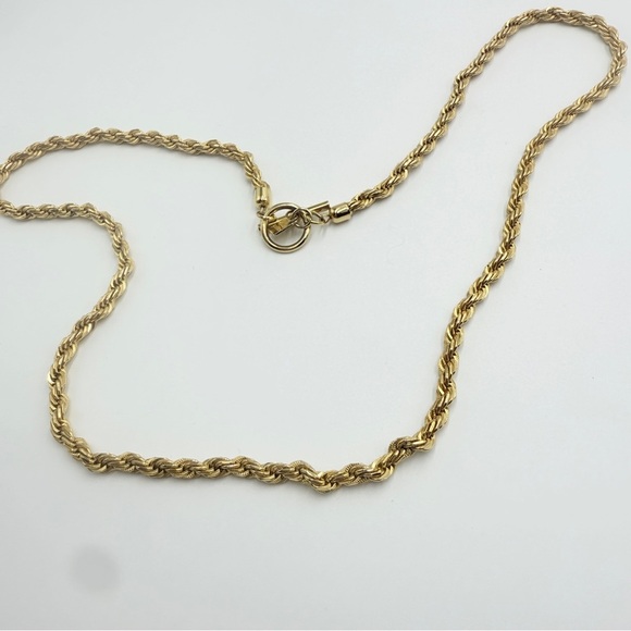 Vintage 80s Anne Klein Logo Gold Tone Chunky Chain Necklace - Picture 5 of 8